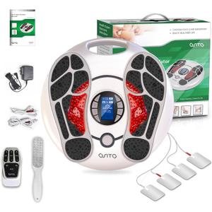 OSITO EMS Foot Massager for Neuropathy, HSA Foot Circulation Stimulator, FSA Massager for Circulation and Pain Relief, 25 Modes 99 Intensities, Ideal for Women/Men,4 TENS Unit Muscle Stimulator Pads