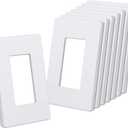 CML Matte White Decorator Screwless Wall Plate, 8 Pack 1-Gang Outlet Covers and Switch Plates, Scratch and Impact Resistant, Hidden Screws, Polycarbonate, Standard Size 2.91 X 4.68