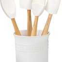 Le Creuset Silicone Craft Series Utensil Set with Stoneware Crock, 5 pc., White (1 Each)