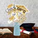 OuMuaMua Graduation Decorations Class of 2026-30pcs White and Gold Graduation Table Centerpieces Sticks Table Toppers with Lights for College High School Congrats Grad Party Supplies