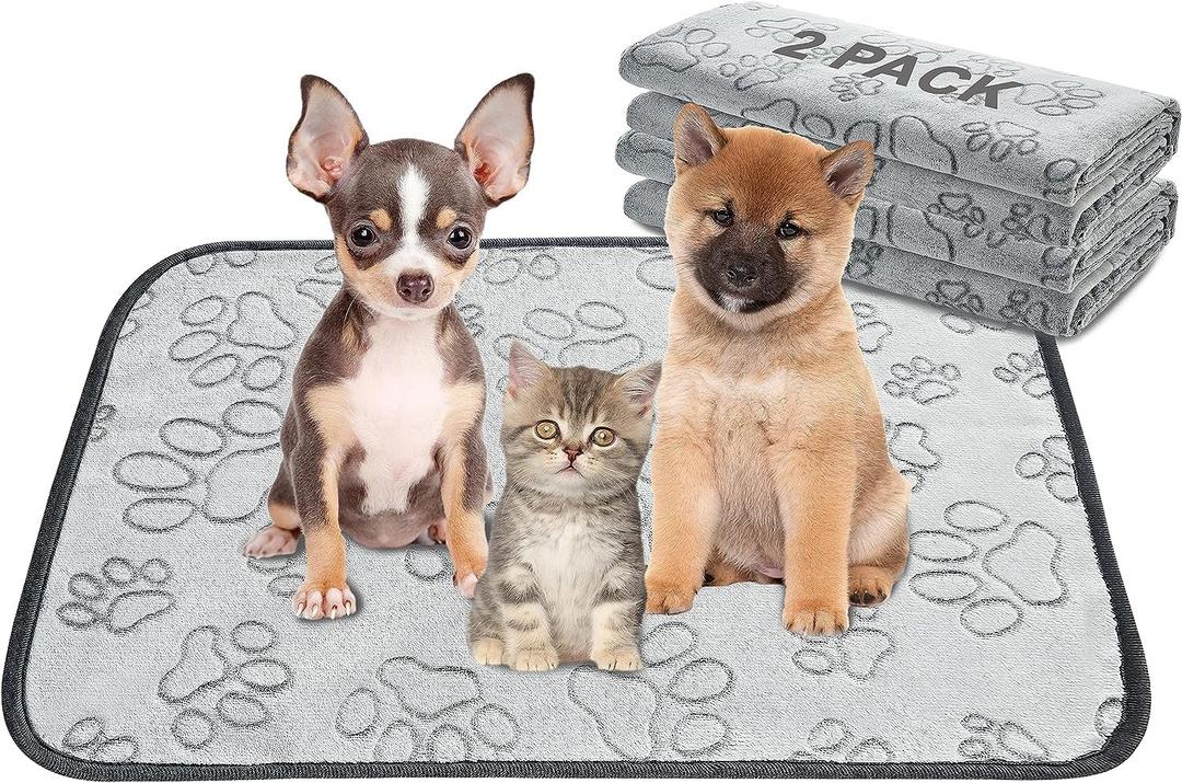 Qeils Reusable Puppy Pads, 2 Pack Washable Pee Pads for Dogs, Waterproof Non Slip Wee Wee pad, Absorbent and Leakproof Training Mats for Potty, Crate, Playpen, Bed, Sofa,