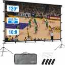 Projector Screen Outdoor, Projector Screen with Aluminum Alloy Stand Portable 120" Foldable Projection Screens, KSAN 10 Feet Indoor Home Theater Movie Screens with Carry Bag for Backyard Movie Night
