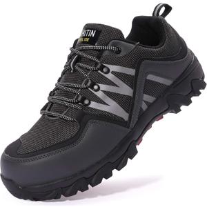 WHITIN Men's Steel Toe Slip Resistant Puncture Proof Construction Safety Work Shoes (11, Grey)