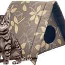 Fhiny Stray Cats Shelter, Waterproof Outdoor Cat House Foldable Warm Pet Cave for Winter Wild Animal Tent Bed Anti-Slip Kitten Cave for Feral Cat Dog Puppy Weatherproof (M, Brown)