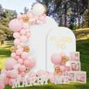 Gold Arch Backdrop Stand Set of 2 With White Cover (7.2FT+6FT) Metal Arched For Wedding Christmas Birthday Party Baby Shower Ceremony Event Decor