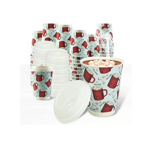 Upper Midland Products [170 Cups 8 oz Disposable Hot Chocolate Cups - Double Wall Insulated Cups - Disposable Hot Cocoa Christmas Cups- Recyclable To Go Cups