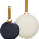 GreenPan Reserve Hard Anodized Healthy Ceramic Nonstick 8" and 10" Frying Pan Skillet Set, Gold Handle, PFAS-Free, Dishwasher Safe, Oven Safe, Twilight Blue