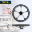 Boat Steering Wheel 13.5",Stainless Steel Anti-Slip PU Foam Cover 5-Spoke Marine Steering Wheel for Bass Pontoon Boat