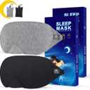Mavogel Cotton Sleep Mask - Updated Design Light Blocking Sleep Mask, Soft and Comfortable Eye Blindfold for Men Women, Eye Mask for Sleeping/Shift Work, Includes Travel Pouch, Grey & Black