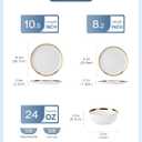 LOVECASA 12 Pieces Plates and Bowls Sets, Porcelain White and Gold Dinnerware Sets, Round Dinner Plates Dishes Set Service for 4, Dishwasher Safe and Scratch Resistant, White