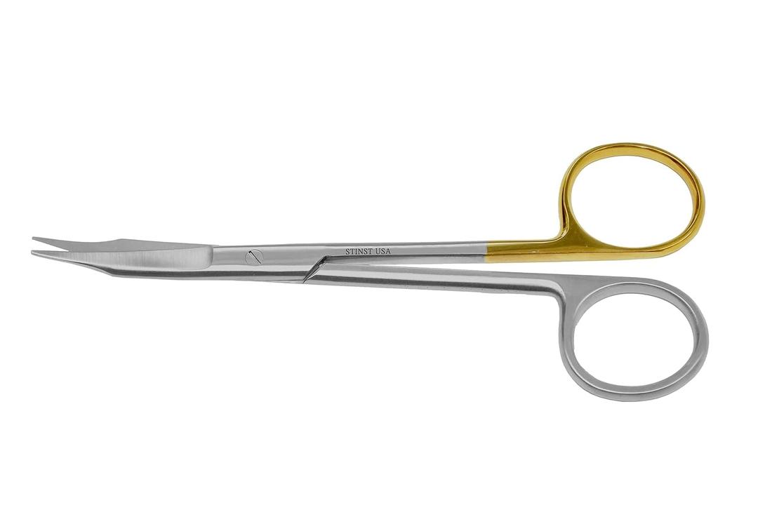 Goldman Fox Curved  Dental Surgical Scissor for Suture and Tissue Cutting Oral Surgery  Stainless Steel with One Serrated Gold Handle  Autoclavable C-0631