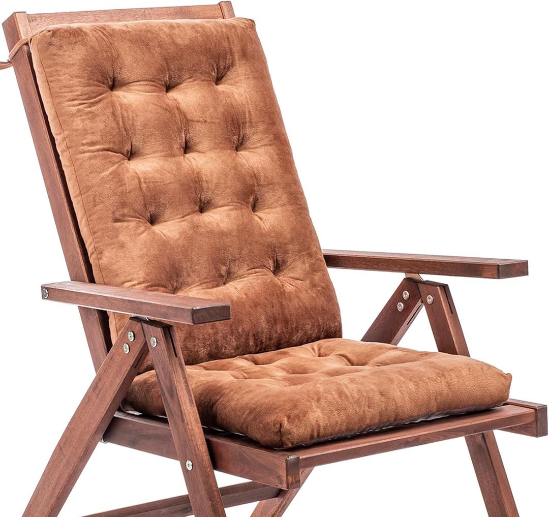 Rocking Chair Cushion Set - Plush Crystal Velvet, Non-Slip Tufted Seat & Back Pads with Ties, Fade-Resistant for Indoor Use (Light Coffee)