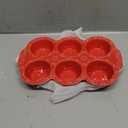 6-Cup Ceramic Muffin Pan, Nonstick Cupcake Baking Pans with Handle, Ceramic Muffin Tin with Embossed Pattern for Muffin, Cupcake, Red