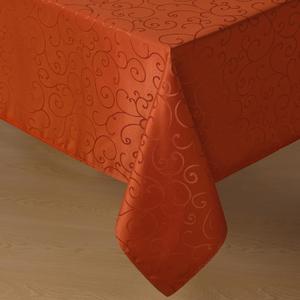 Romanstile Burnt Orange Fall Jacquard Tablecloth Rectangle - Waterproof Damask Curly Floral Decorative Autumn Table Cloth, Heavy Weight Fabric Table Cover for Dining/Party/Holiday - Rust, 60 x 84 Inch