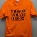 Prisoner Costume Orange Prison Uniform Halloween Jail Inmate T-Shirt, Small