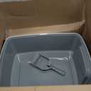 Amazon Basics Large Cat Litter Box with High Sides, Open Top for Easy Access, Includes Scoop with Storage, 19" x 15" x 11.75", Grey/Beige