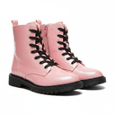 DREAM PAIRS Boys Girls Side Zipper Combat Ankle Boots(3 Little Kid (Pink)