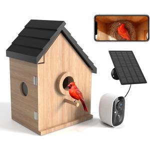 Bird Houses for Outside with Camera Solar Powered: 2K HD Video Smart Bird Feeder for Outdoors Nesting Box with Motion Detection Weatherproof Easy Birdwatching for for BirdLovers