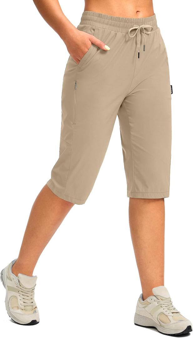 G Gradual Women's 15'' Long Shorts Below The Knee Hiking Cargo Capris Stretch Quick Dry Bermuda Shorts for Women with Pockets (XXXL)