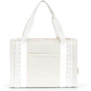 ECOHUB Lace Bows Canvas Tote Bag for Women, Suitable for Birthday, Beach, Wedding, Honeymoon