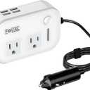 200W Car Power Inverter, FOVAL 12V DC to 110V AC Car Inverte with 4 USB Ports Car Outlet Adapter, Power Inverter for Vehicles, Car Plug Adapter Outlet for Laptop Computer Charger (White)