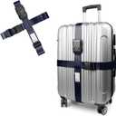 Travel Inspira Luggage Straps TSA Approved, 2 Pack Navy Blue Suitcase Straps with TSA Lock, Heavy Duty Adjustable Cross Travel Belt, Locking Bag Straps for Suitcases, Anti-Theft Travel Gear