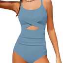 TyeSmo Girl Swimsuit One Piece Cutout Ruched Bathing Suit for Girls Color Block Adjustable Straps Pad Swimwear 9-18y