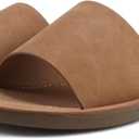 Soda Shoes Efron-S Women Flip Flops Basic Plain Slippers Slip On Sandals Slides Casual Peep Toe Beach (8.5, Tan)