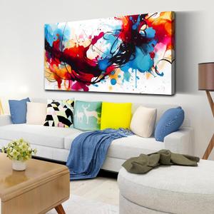 Colorful Artwork for Wall - Abstract Art Wall Decor for Office - Modern Living Room Wall Art Ready to Hang Size 29" x 59"