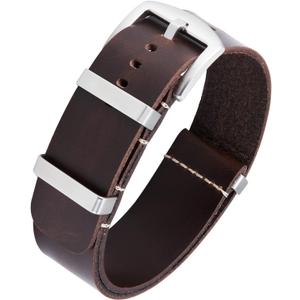 BINLUN Leather Watch Band Crazy Horse Oiled Leather Watch Straps 18mm 19mm 20mm 21mm 22mm 24mm Replacement One-Piece Watchbands for Men and Women Silver & Black Buckle BINLUN Leather Watch Band Crazy Horse Oiled Leather Watch Straps 18mm 19mm 20mm 21mm 22mm 24mm Replacement One-Piece Watchbands for Men and Women Silver & Black Buckle