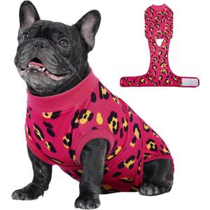 Kuoser Dog Recovery Suit for Dogs After Surgery,Professional Surgical Onesie for Female Male Dogs Spay Neuter,Soft Dog Surgery Suit Bodysuit for Abdominal Wounds Skin Disease,Rose S (Small (Back: 11.4" - 13.4"; Weight: 7 - 15LB))