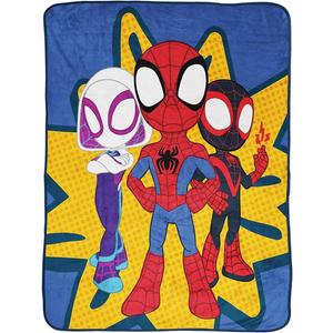 Jay Franco Plush Throw Blanket 46" x 60" Inches Kids Hero Soft & Cozy Fleece Throw for Bedroom & Couch Dcor, Official Licensed Product, Multi - Spidey & Friends