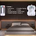 echosari Battery Powered Led Strip Lights with Remote Warm White, 8 Modes, Dimmable, Timer, Self-Adhesive, Cuttable, Waterproof, 9.8FT 90Led Strip Lights for TV Kitchen Cupboard Bedroom Decor
