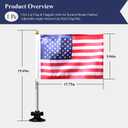 1 Pc USA Car Flag & Flagpole W/Air Suction Mount-Outdoor Adjustable Angle Suction Cup Style Flag Pole Includes 10" x 16" Inch American Flag for the Most Area of Car, RV, Truck, Boat & Other Vehicle