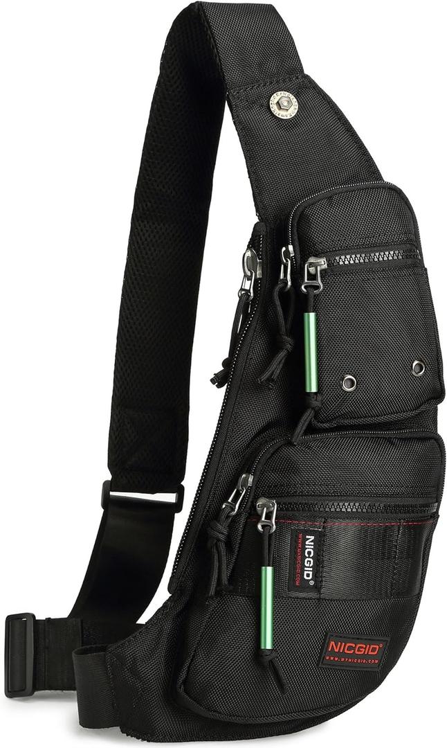 NICGID Sling Bag Chest Shoulder Backpack Crossbody Bags Casual Daypack for Men Women (Small, Black-3)