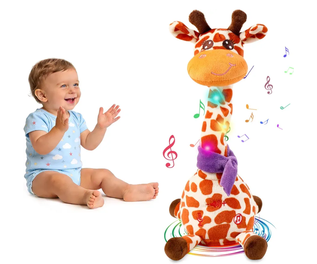 LLUKEME Dancing Talking Giraffe Toy, Stuffed Animal Baby Toy Repeating What You Say, Glowing Musical Electronic Giraffe Gifts for Toddlers 13 Years Old (New Giraffe)