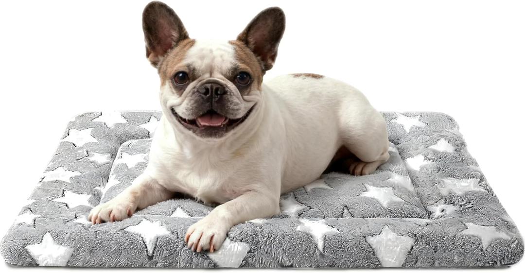 Dog Bed Mat - Dog Crate Pad - Reversible Dog Mat for Pet Comfort - Soft Bed Crate Pads with Dual-Sided Design for All Seasons - Durable, Machine Washable Mat for Crates, Travel, and Home (30"L*20"W*1.5"Th, Grey&Star)