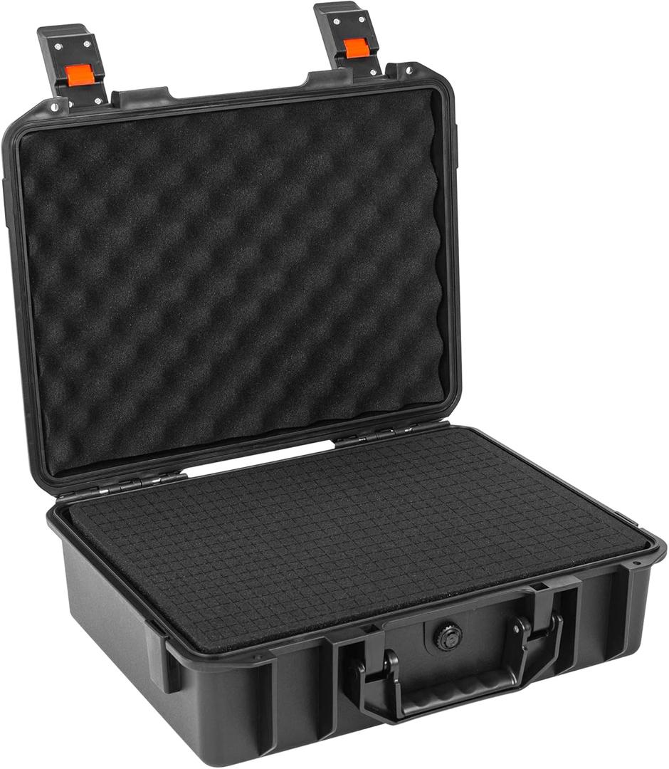 TORIBIO 16 Inch Hard Carrying Case with Customizable Foam, Waterproof Microphone Case Protector Travel, Anti-fall Portable Storage Box for Travel Outing, 16" x 13" x 5"