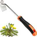 Weed Puller Tool,Newly Upgraded Garden Weeder Stainless Steel Hand Weeder Tool,Multi-Purpose 5 Teeth Weed Remover Tool Weeding Tools for Gardening (Rubber Handle)