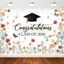 Avezano Wildflower Graduation Backdrop Watercolor Floral Class of 2026 Graduation Party Decorations Wildflower Themed 2026 Congrats Grad Banner (10x7ft)