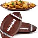 FoldTier 3 Pcs Football Serving Trays, Large Reusable Football Snack Trays, Includes 2 Dip Sections, Game Day Serveware, Tailgate Party Serving Platter, Sports Party Decorations, Chip and Dip Bowls