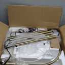 Brass Arc Floor Lamp - Dimmable LED with White Shade for Living Room, Bedroom, Office & More