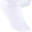 6 Pairs Girls White Ruffle Socks Toddler Big Double Shimmering Lace Turn Cuff Dress Socks (Green, S)