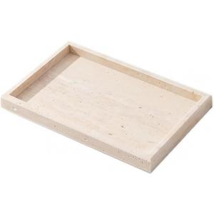 Handmade Natural Stone Decorative Tray, Polished Finish, Natural Marble Construction, Contemporary Style, Jewelry Tray, Luxury Lifestyle 11.8 x 7.87 x 1.18 Inches (Iran Holed Stone)