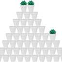 vensovo 48 Pcs 2" Tiny Ceramic Plant Pots with Drainage Hole - White Small Mini Ceramic Pottery Planter Ideal for Indoor/Outdoor Plants, Crafts, Wedding Favors