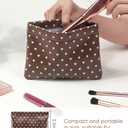2 x Ksriylm Hearts Leather Makeup Pouch Set for Women Small Make Up Bag for Purse Waterproof Initial Makeup Cosmetic Bags Pouches for Purse Aesthetic Travel Toiletry Bag,Coffee, (Mix Colors)