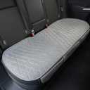 Universal Grey Anti-Slip Rear Car Seat Cover Size M - Faux Linen Bottom Bench Seat Cushion Fits Most of Vehicles Cars Truck SUV Van - Automotive Long Back Seats Protectors with Storage Pocket, Grey