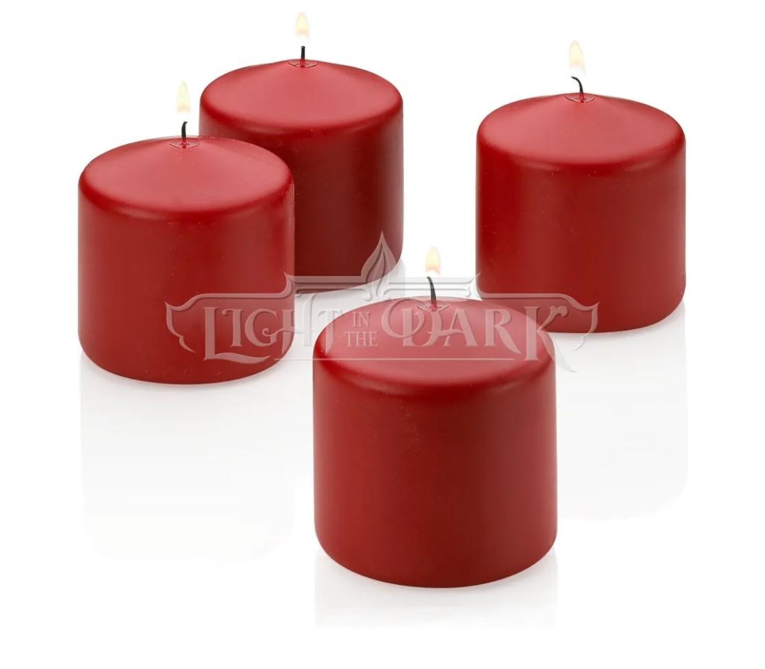 Light In The Dark 4 Red Apple Cinnamon Scented Pillar Candle 3 Inch Tall X 3 Inch Wide