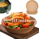 10 Inch Air Fryer Disposable Paper Liner Round, [ XXL Size] 100Pcs Parchment Paper Liners for 7QT Air Fryer, Nonstick, Food Grade Baking
