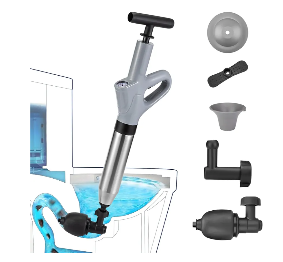 Toilet Plunge Blaster, High Pressure Toilet Plunger, High-Pressure Air Drain Blaster Plunge Blaster Multi-drain Unclogger for Toilets, Bathroom Floor, Drain Sinks and Plumbing Clogs.